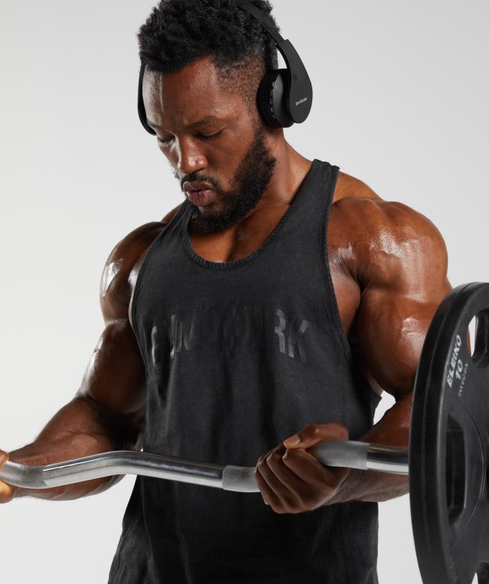 Mænd Gymshark kraftvasket stringer N4ZDDN977 sort