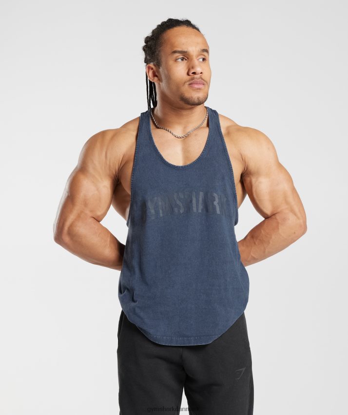 Mænd Gymshark kraftvasket stringer N4ZDDN983 aften blå