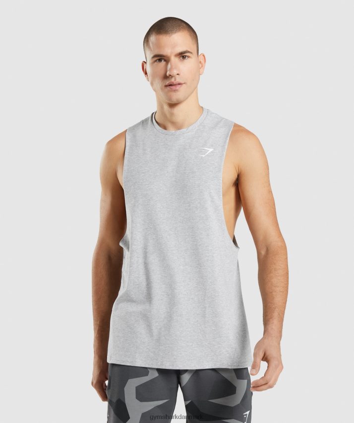Mænd Gymshark kritisk 2.0 drop arm tank N4ZDDN887 lysegrå mergel