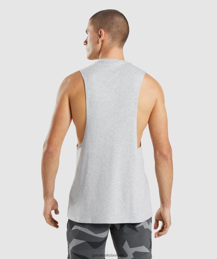 Mænd Gymshark kritisk 2.0 drop arm tank N4ZDDN887 lysegrå mergel
