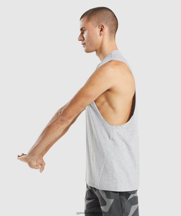 Mænd Gymshark kritisk 2.0 drop arm tank N4ZDDN887 lysegrå mergel