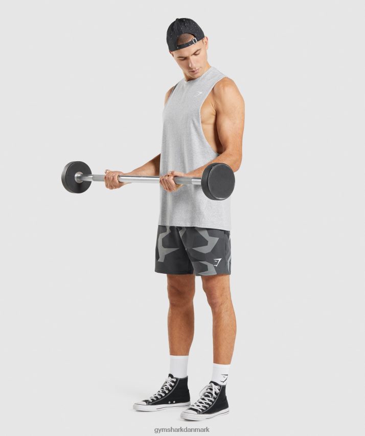 Mænd Gymshark kritisk 2.0 drop arm tank N4ZDDN887 lysegrå mergel