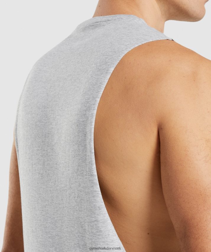 Mænd Gymshark kritisk 2.0 drop arm tank N4ZDDN887 lysegrå mergel