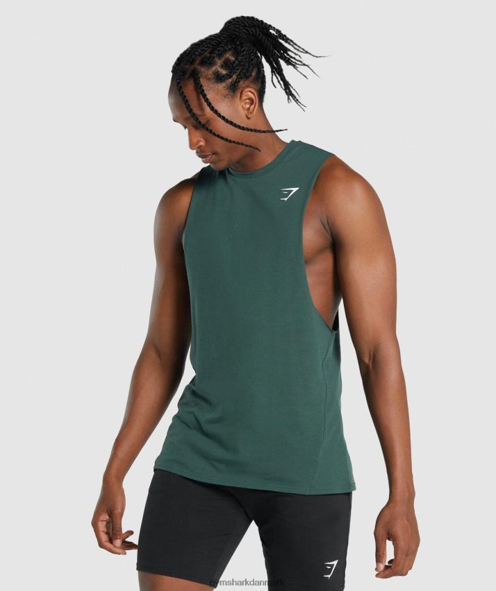 Mænd Gymshark kritisk 2.0 drop arm tank N4ZDDN931 mørkegrøn