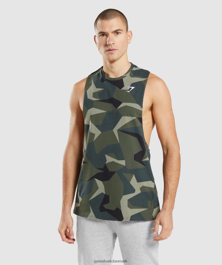 Mænd Gymshark kritisk faldarmstank N4ZDDN930 grønt print