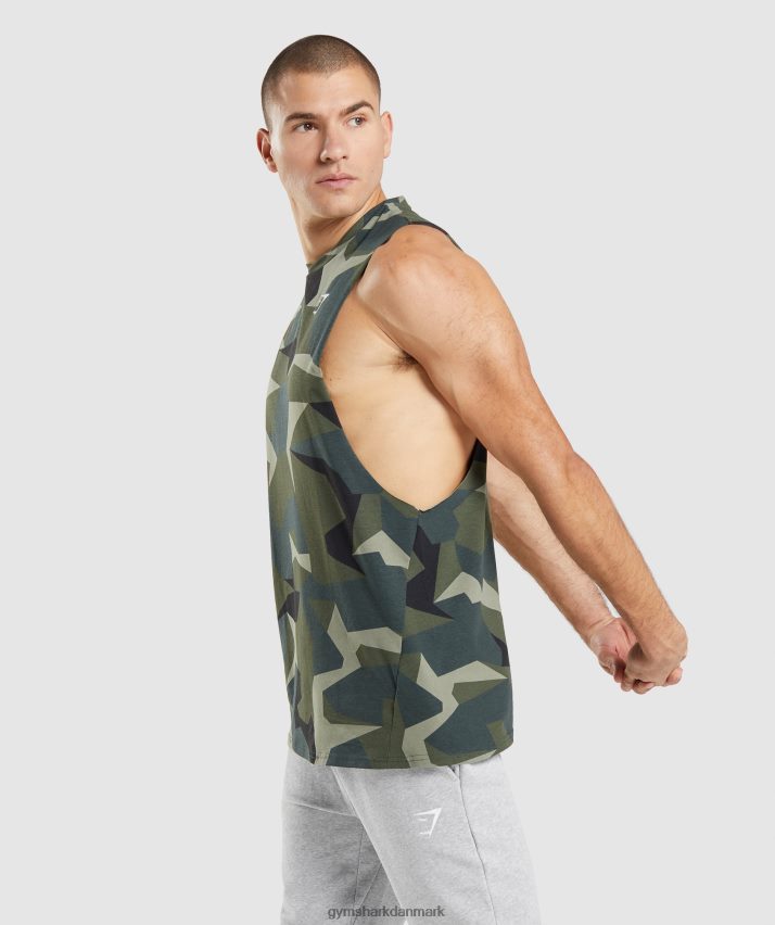 Mænd Gymshark kritisk faldarmstank N4ZDDN930 grønt print