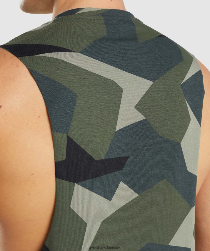 Mænd Gymshark kritisk faldarmstank N4ZDDN930 grønt print