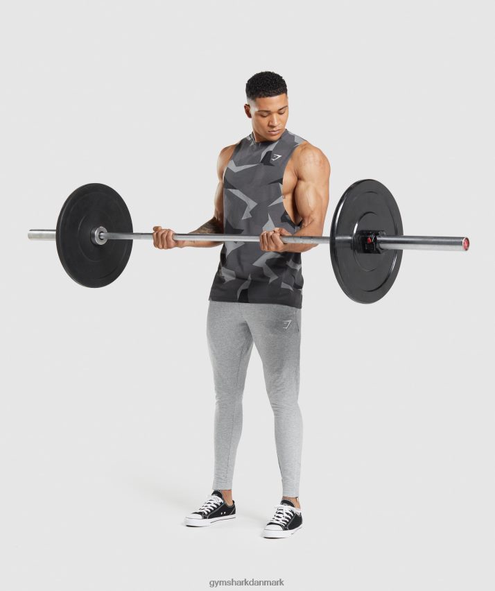 Mænd Gymshark kritisk faldarmstank N4ZDDN949 sort print
