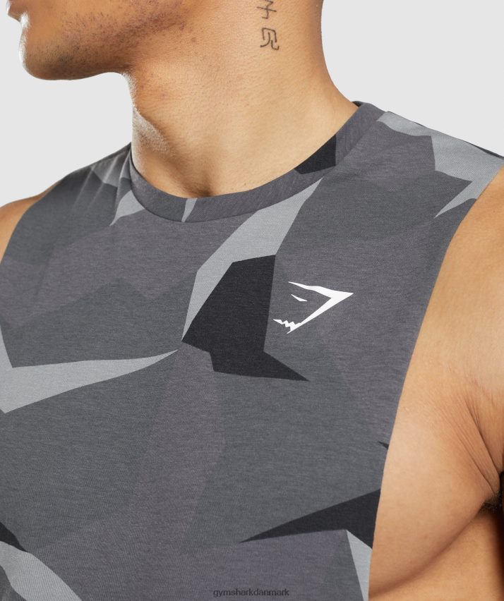 Mænd Gymshark kritisk faldarmstank N4ZDDN949 sort print