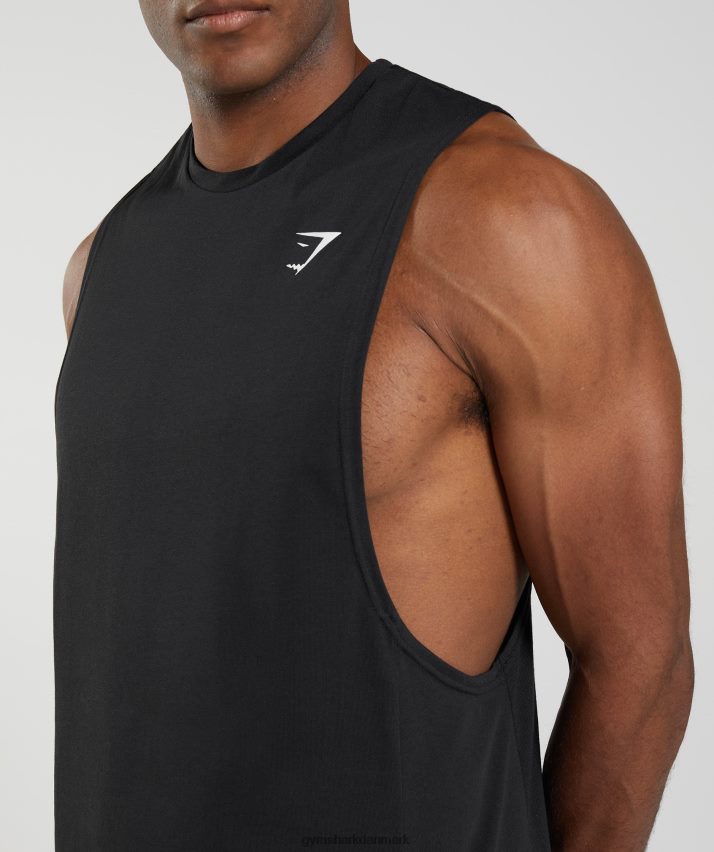 Mænd Gymshark reagere drop arm tank N4ZDDN885 sort