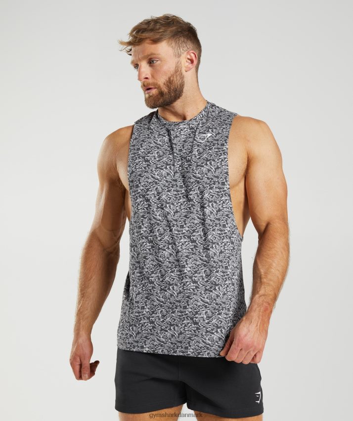 Mænd Gymshark reagere drop arm tank N4ZDDN968 onyx grå
