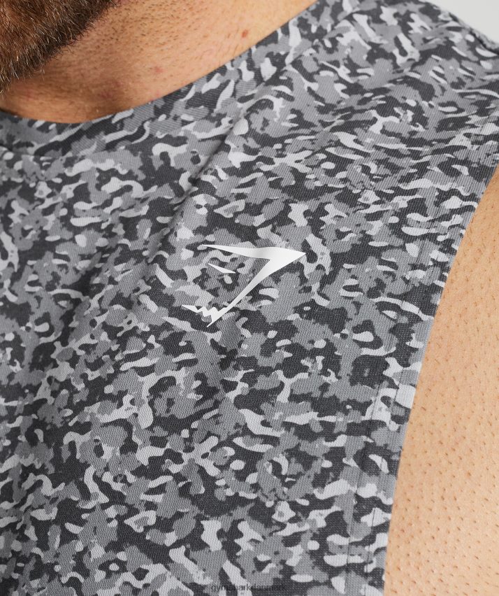 Mænd Gymshark reagere drop arm tank N4ZDDN968 onyx grå