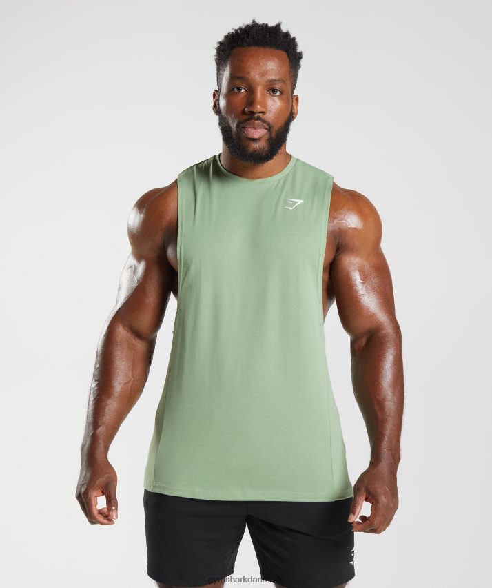Mænd Gymshark reagere drop arm tank N4ZDDN970 te grøn