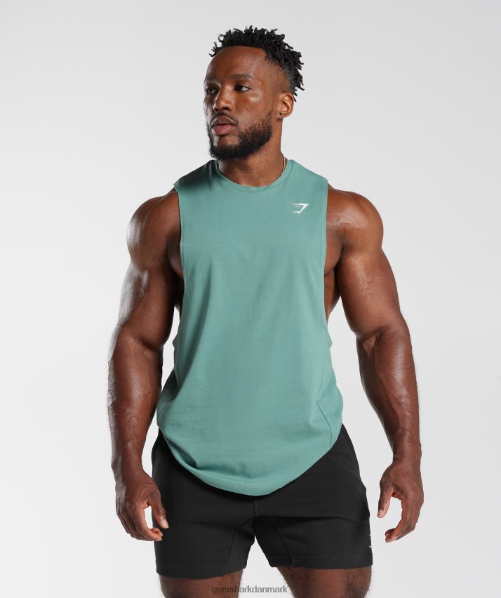 Mænd Gymshark reagere drop arm tank N4ZDDN973 blæk blågrøn