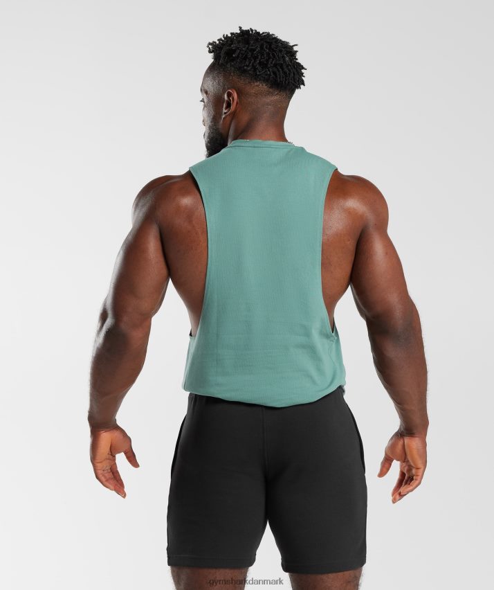 Mænd Gymshark reagere drop arm tank N4ZDDN973 blæk blågrøn