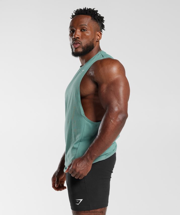 Mænd Gymshark reagere drop arm tank N4ZDDN973 blæk blågrøn