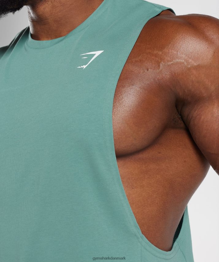 Mænd Gymshark reagere drop arm tank N4ZDDN973 blæk blågrøn