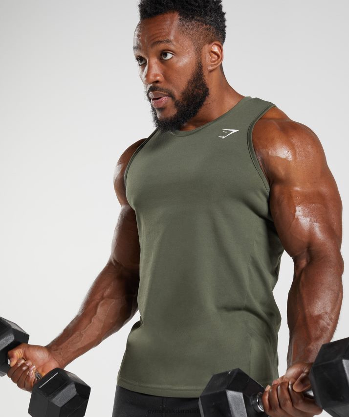 Mænd Gymshark reaktionstank N4ZDDN963 kerne oliven