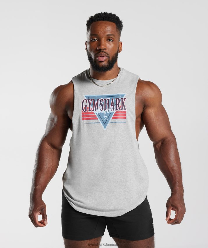 Mænd Gymshark retrobølge faldarm tank N4ZDDN886 lysegrå kernemergel