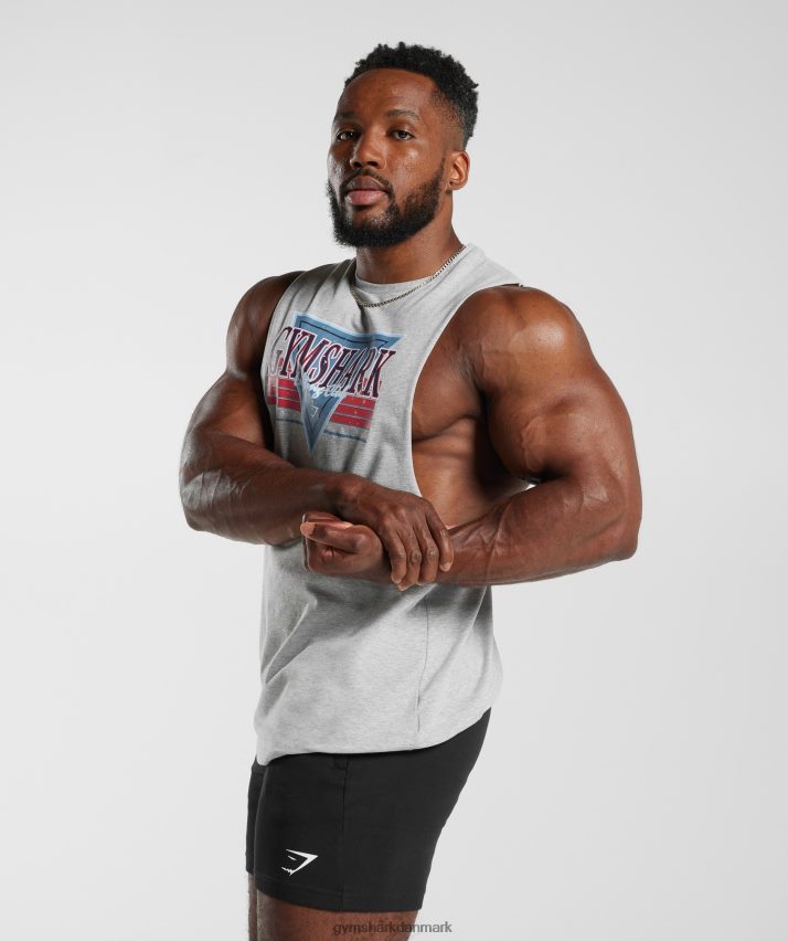 Mænd Gymshark retrobølge faldarm tank N4ZDDN886 lysegrå kernemergel