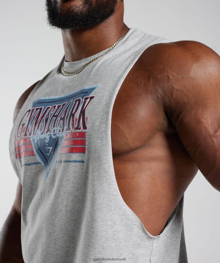 Mænd Gymshark retrobølge faldarm tank N4ZDDN886 lysegrå kernemergel