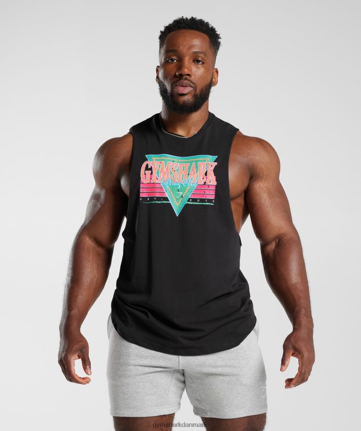 Mænd Gymshark retrobølge faldarm tank N4ZDDN891 sort