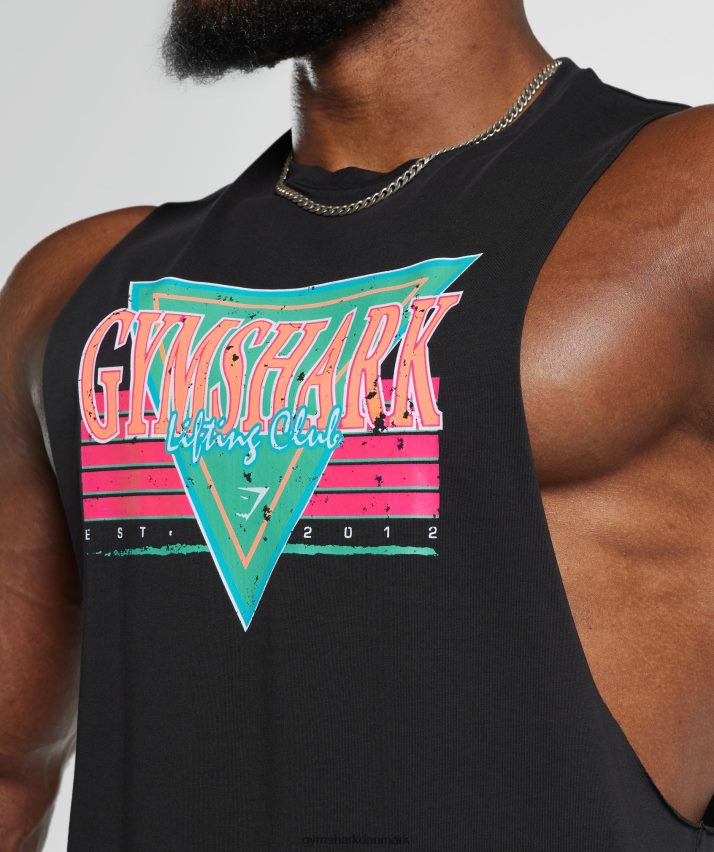 Mænd Gymshark retrobølge faldarm tank N4ZDDN891 sort