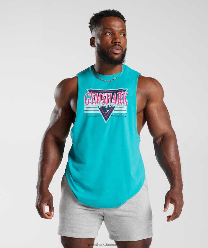 Mænd Gymshark retrobølge faldarm tank N4ZDDN893 ægæiske blå