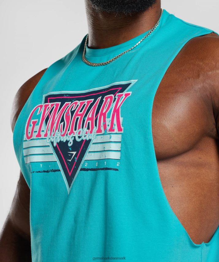 Mænd Gymshark retrobølge faldarm tank N4ZDDN893 ægæiske blå