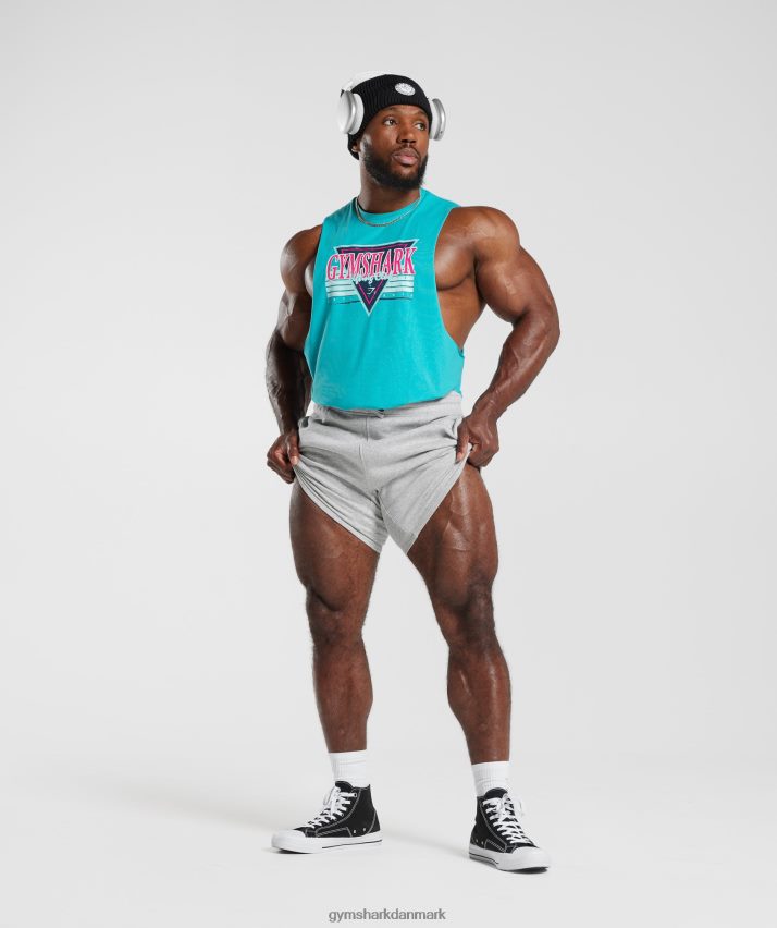 Mænd Gymshark retrobølge faldarm tank N4ZDDN893 ægæiske blå