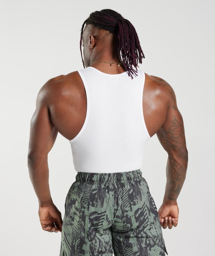 Mænd Gymshark ribbet tank 3pk N4ZDDN908 hvid/sort/stengrå mergel