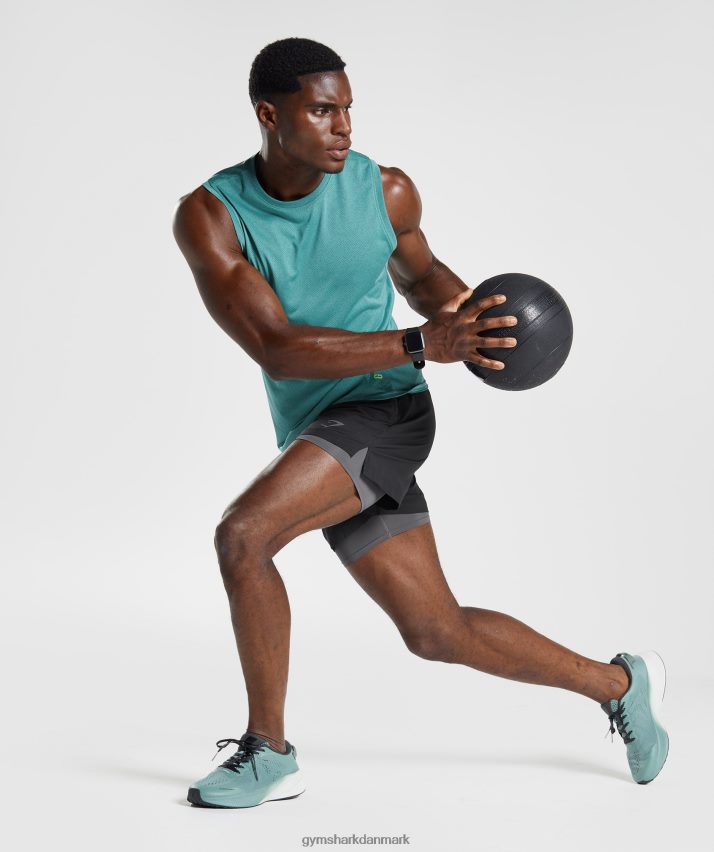 Mænd Gymshark sports tank N4ZDDN937 skifer blå/sort mergel