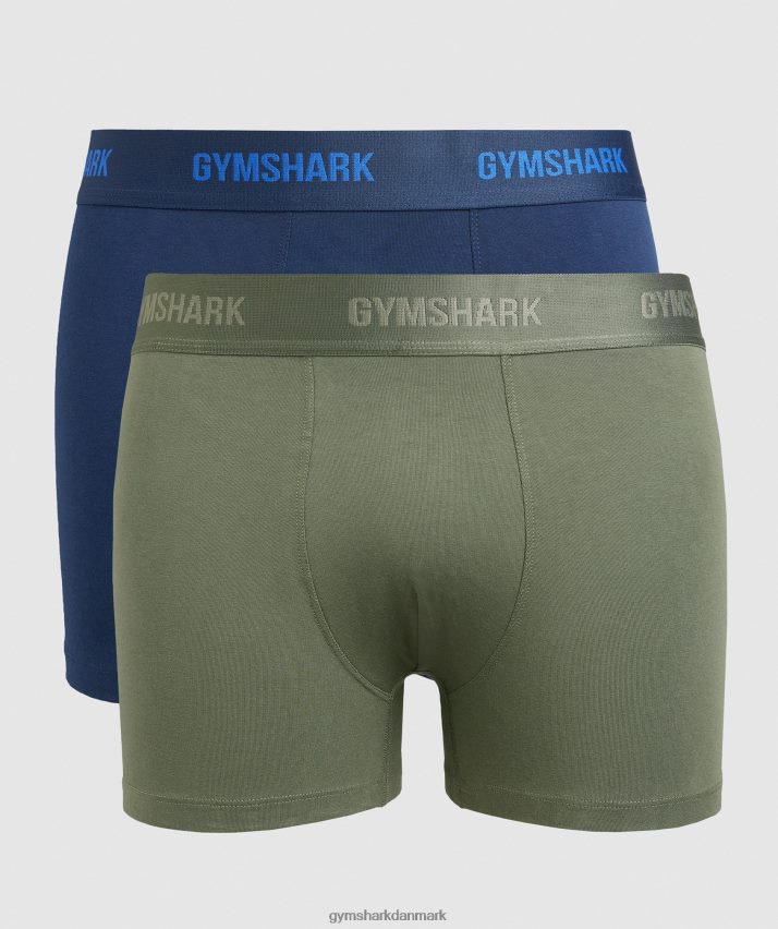 Mænd Gymshark boksere 2 stk N4ZDDN1047 kerne oliven/marine