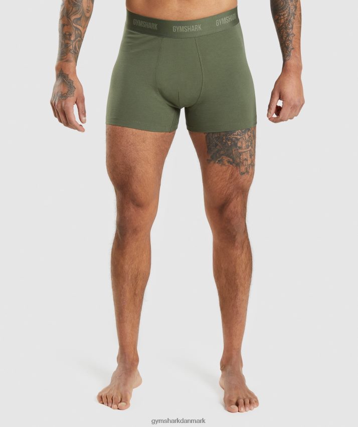 Mænd Gymshark boksere 2 stk N4ZDDN1047 kerne oliven/marine