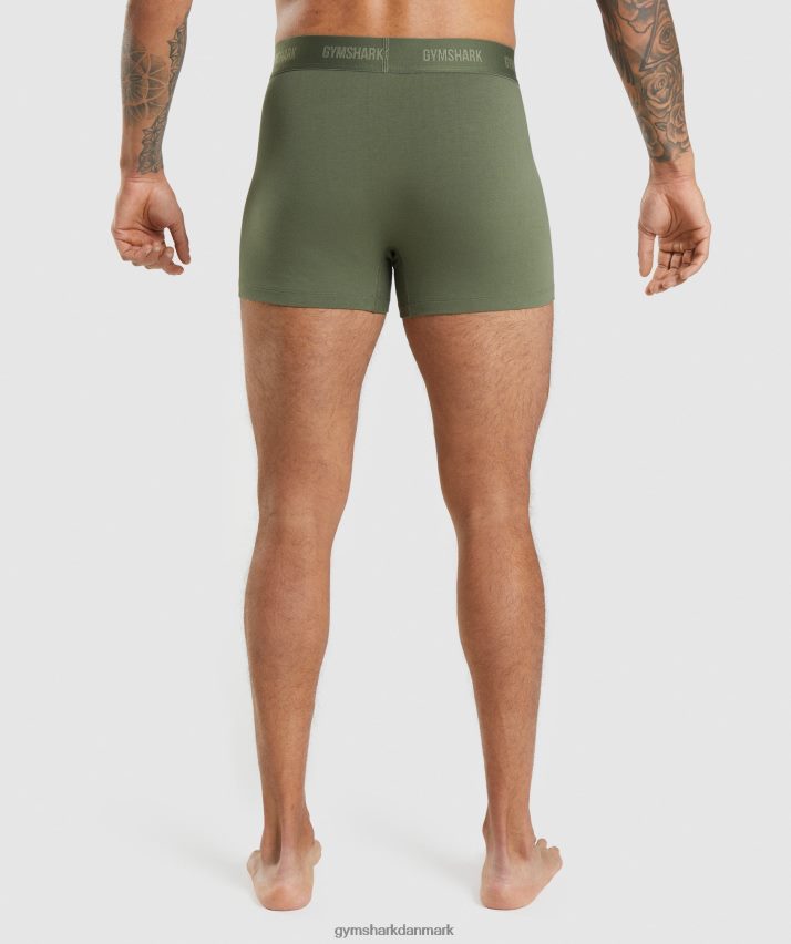 Mænd Gymshark boksere 2 stk N4ZDDN1047 kerne oliven/marine