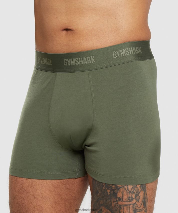 Mænd Gymshark boksere 2 stk N4ZDDN1047 kerne oliven/marine