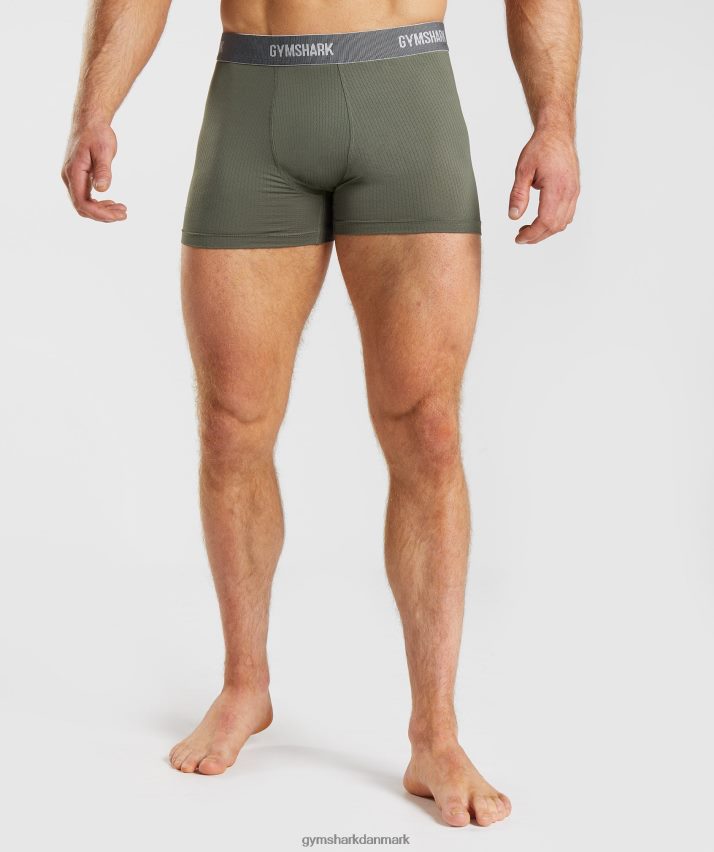 Mænd Gymshark sports tech boksere 2pk N4ZDDN1045 sort/kerne oliven