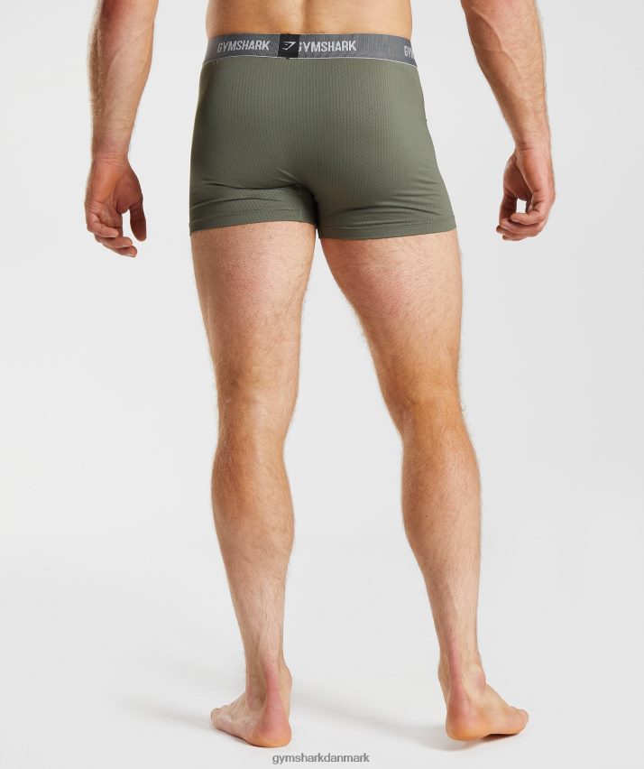 Mænd Gymshark sports tech boksere 2pk N4ZDDN1045 sort/kerne oliven