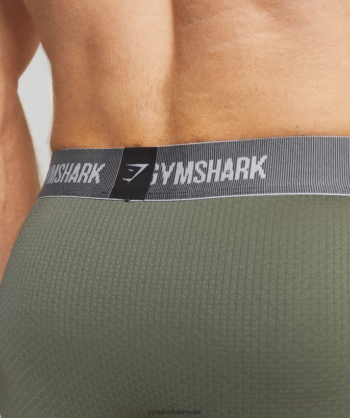 Mænd Gymshark sports tech boksere 2pk N4ZDDN1045 sort/kerne oliven
