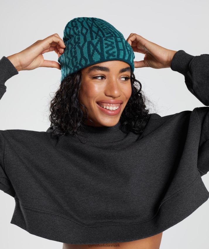 unisex Gymshark vendbar jacquard hue N4ZDDN1144 vinter krikand/skiferblå