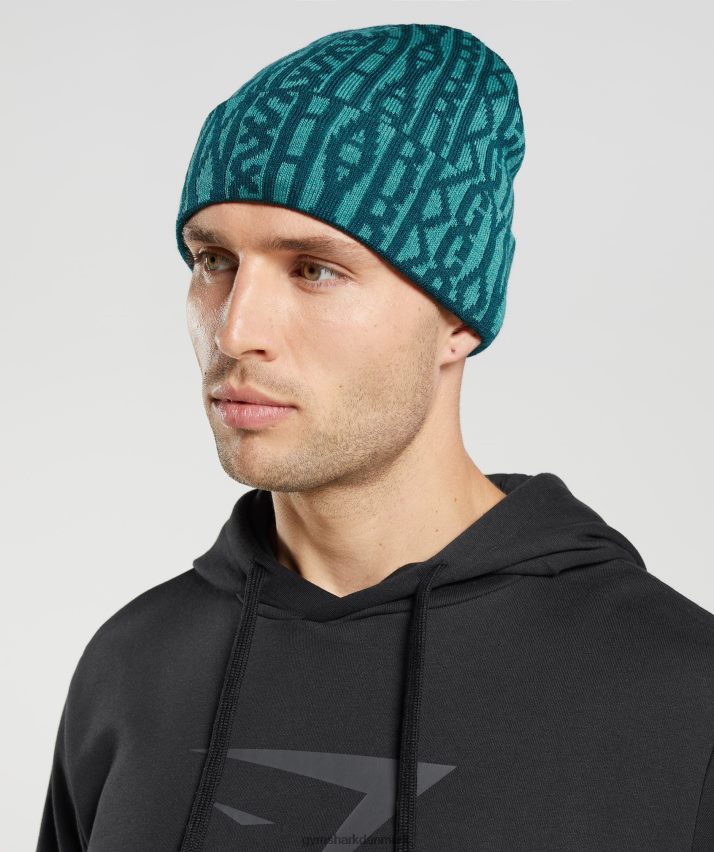 unisex Gymshark vendbar jacquard hue N4ZDDN1144 vinter krikand/skiferblå