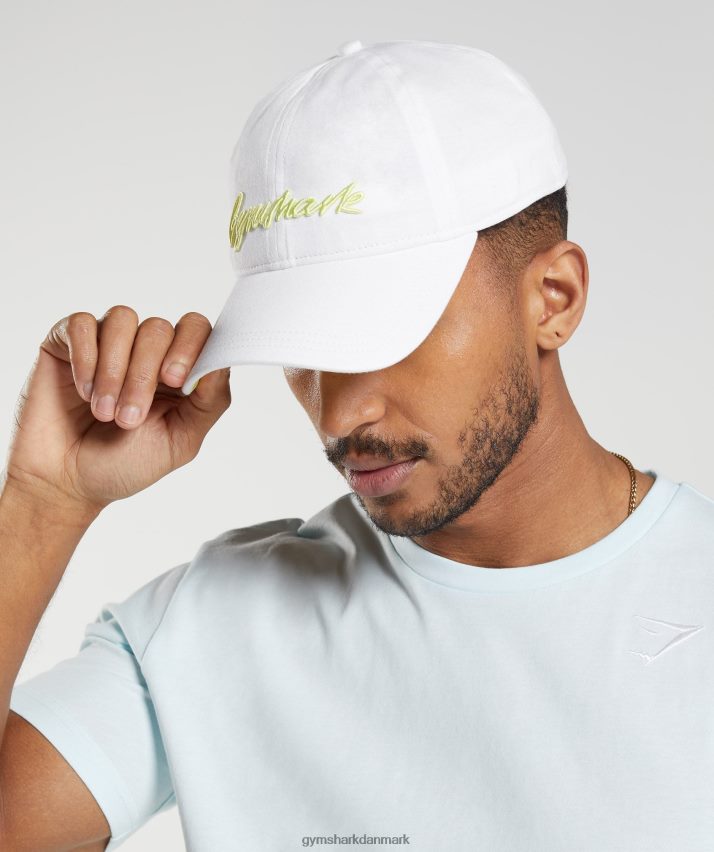 unisex Gymshark håndskrift baseball kasket N4ZDDN1123 hvid/ildfluegrøn