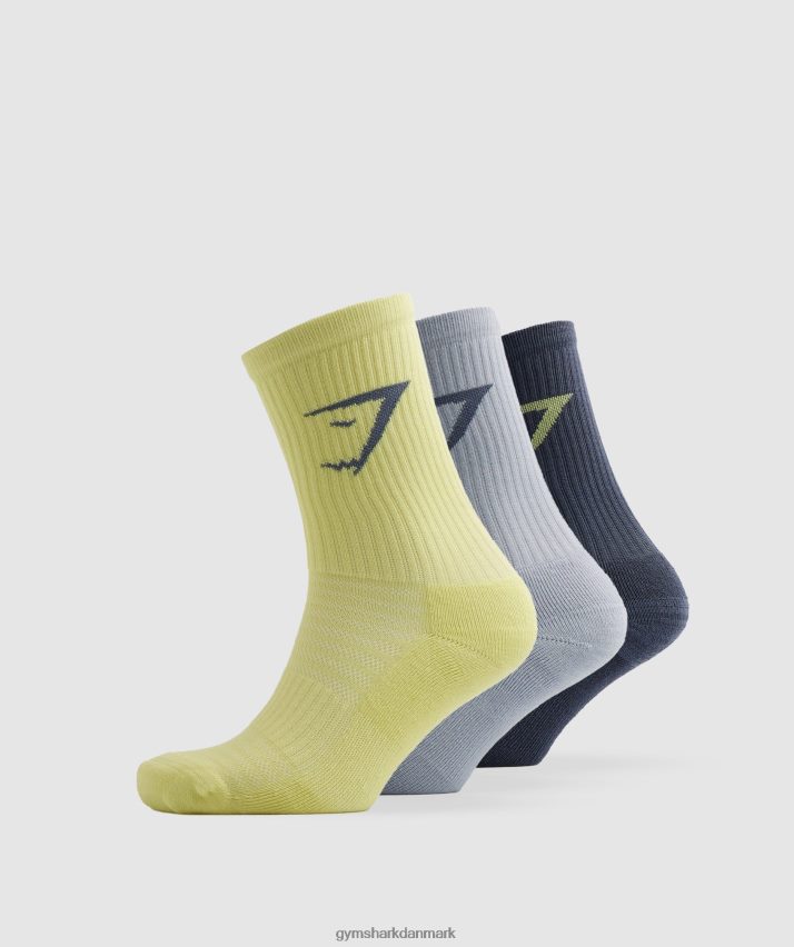 unisex Gymshark crew sokker 3pk N4ZDDN1099 grøn/grå/blå