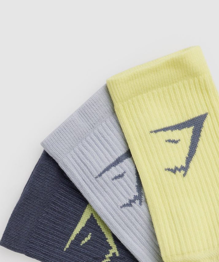 unisex Gymshark crew sokker 3pk N4ZDDN1099 grøn/grå/blå