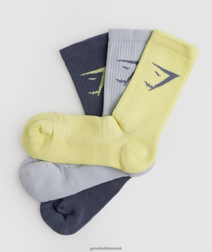unisex Gymshark crew sokker 3pk N4ZDDN1099 grøn/grå/blå