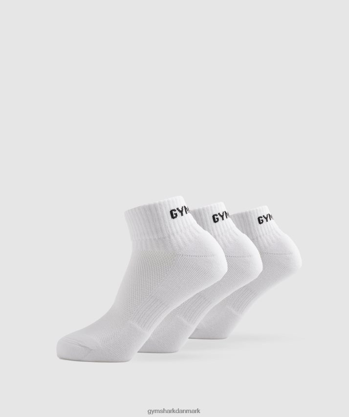 unisex Gymshark gs jacquared quarter sokker 3pk N4ZDDN1104 hvid
