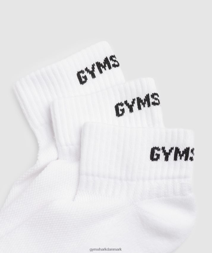 unisex Gymshark gs jacquared quarter sokker 3pk N4ZDDN1104 hvid
