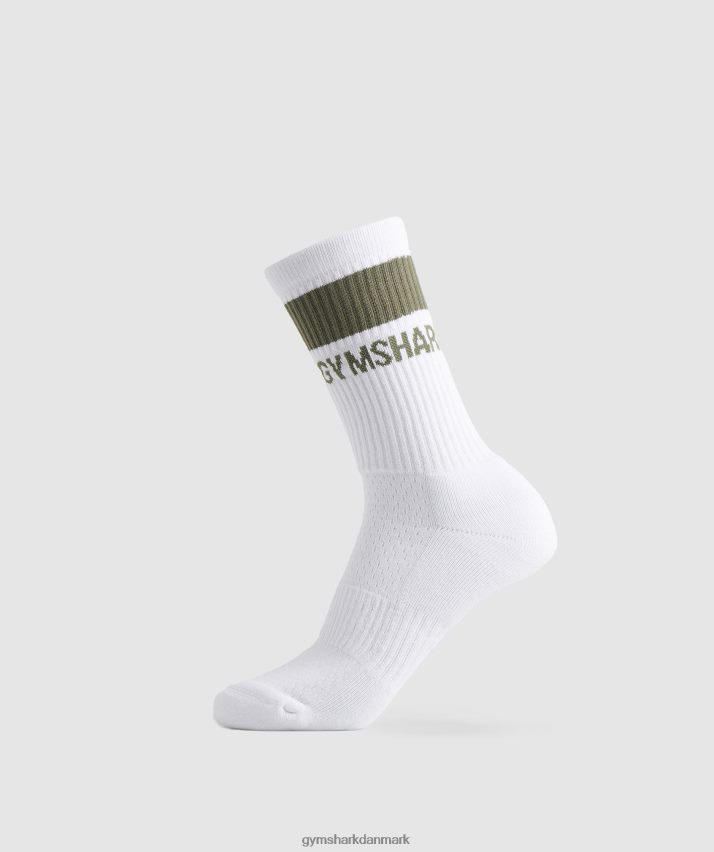 unisex Gymshark premium crew sokker 1 stk N4ZDDN1092 hvid/støvet oliven