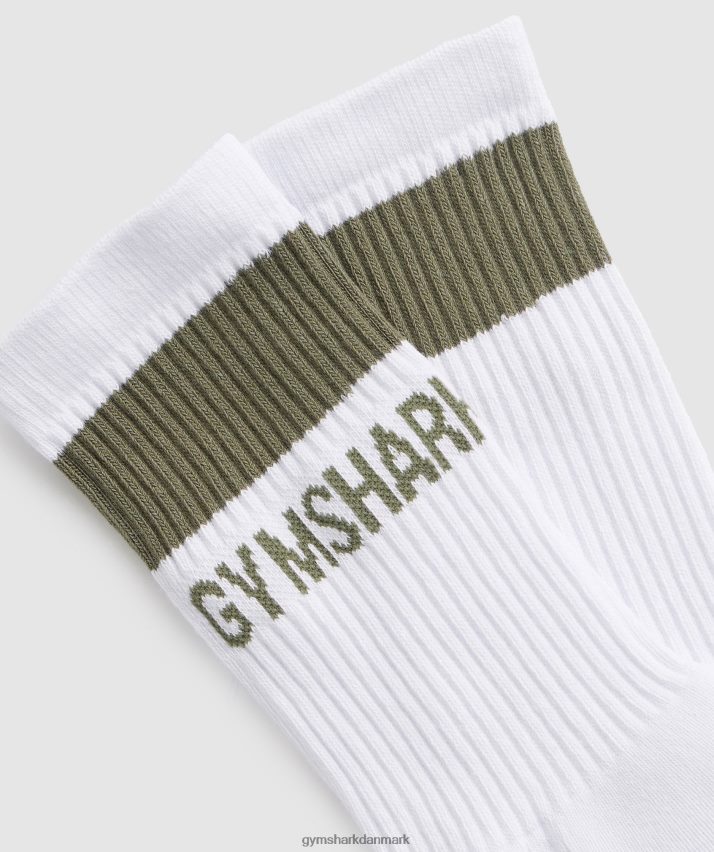 unisex Gymshark premium crew sokker 1 stk N4ZDDN1092 hvid/støvet oliven