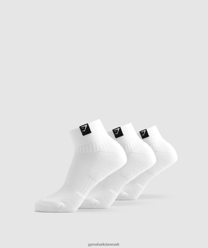 unisex Gymshark vævede fane sneakerstrømper 3pk N4ZDDN1102 hvid